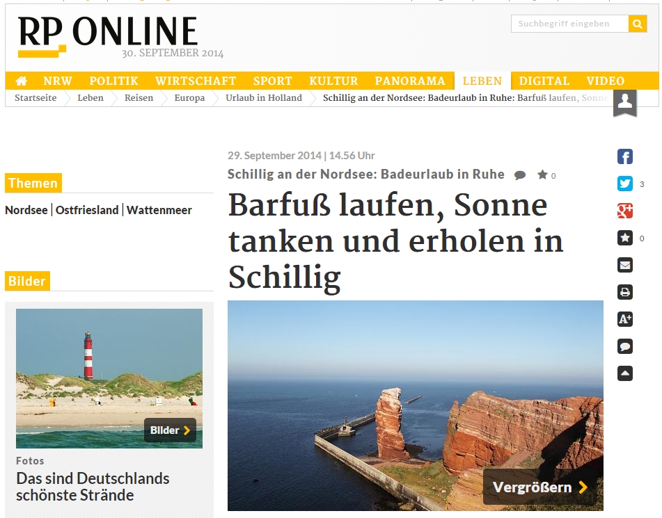 Die Lange Anna am Strand von Schillig, ein Muss für jeden Nordseeurlauber. Screenshot von RP-online.